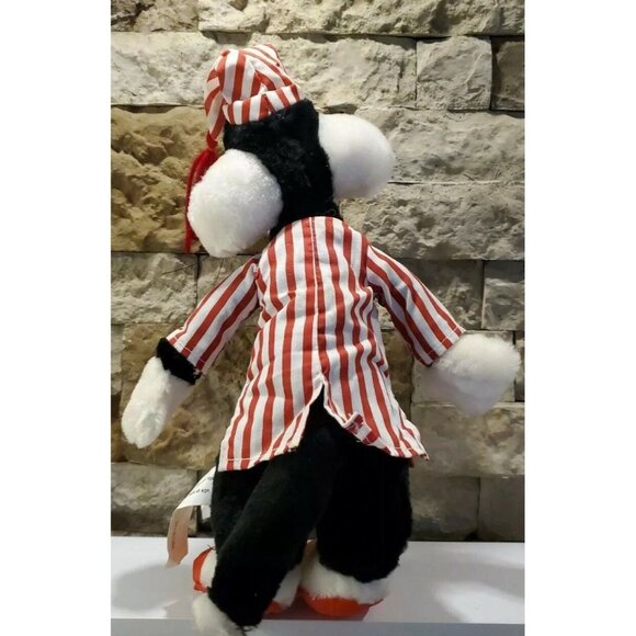 Looney Tunes Warner Bros Sylvester Cat Plush 12" 1997 in Night Shirt Hat slipper - Picture 2 of 9